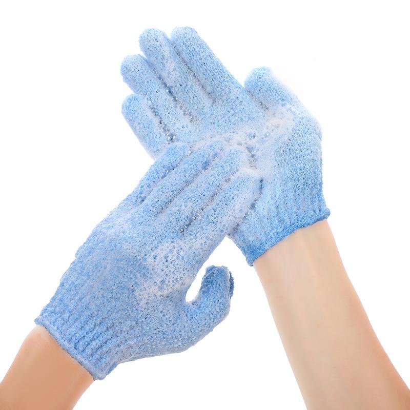 Double-Sided Bath Exfoliating Gloves, 5-Finger Design with Silk-Nylon Fabric, Strong Scrubbing Mittens for Body & Back Care