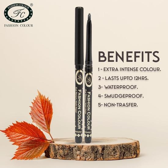 FASHION COLOUR Intense Revolving Kajal | Высокоэффективный интенсивный цвет за 1 движение | Стойкость 12 часов | Матовый и металлический финиш | (серый)