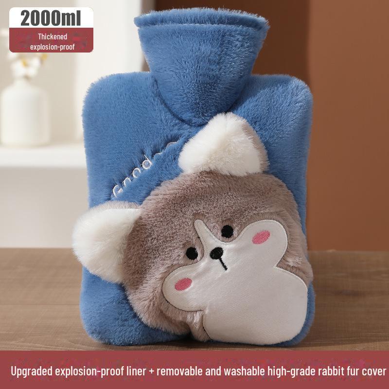 Мешок для согрева рук с плюшевым мехом кролика, наполненный водой - утолщенный ПВХ с рисунком из мультфильмов