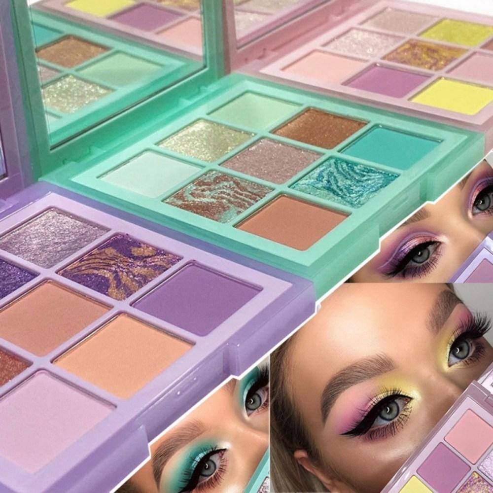 Палитра теней для век матовая мерцающая стойкая палетка теней для век набор мятно-пастельно-сиреневый портативный макияж 9 цветов, 1 шт, 02 B