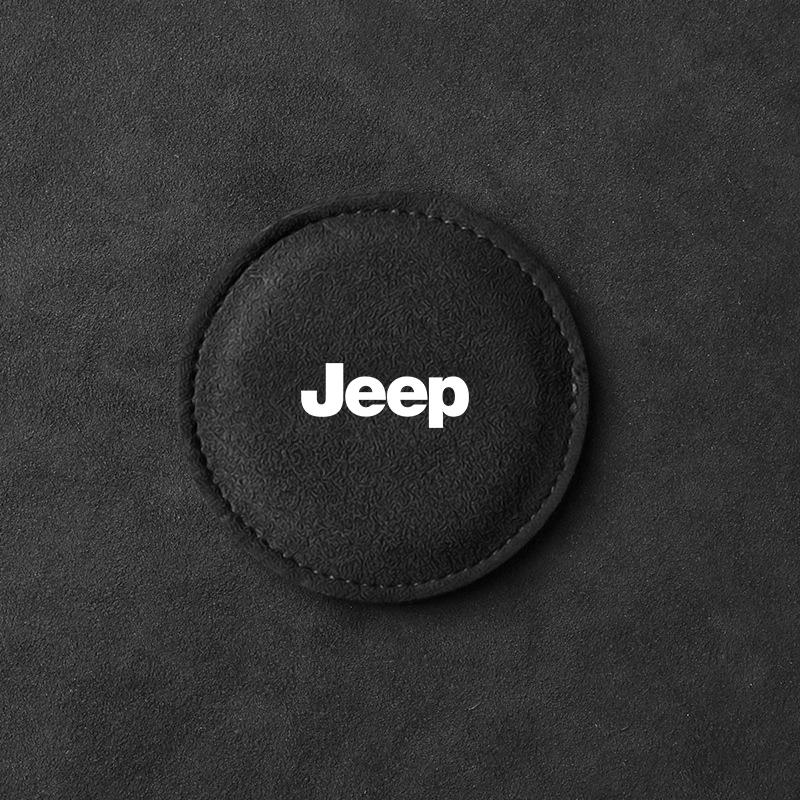 Car Cup Holder Pad Leather Slot Non-slip Coaster Mat For Jeep Wrangler Grand Cherokee Compass Renegade Tyre Stem Air Caps