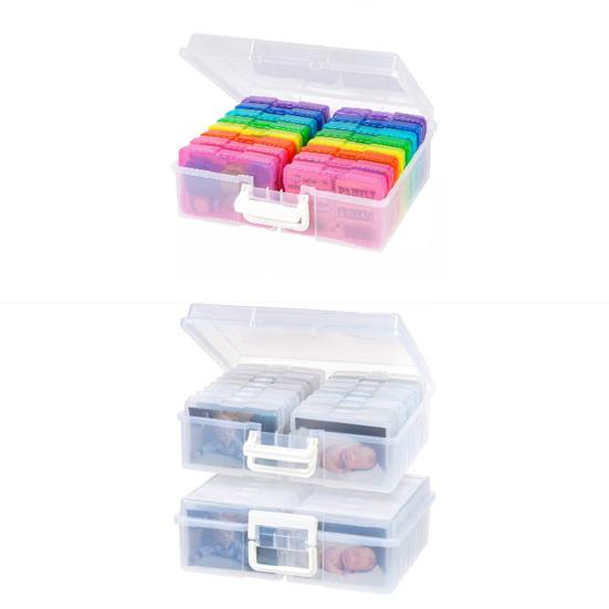 1 комплект ящика для хранения чехлов для фотографий Прозрачный контейнер для рукоделия большой емкости с ручкой 16 внутренних футляров Пластиковые ювелирные изделия Контейнер для хранения мелких предметов Коробка