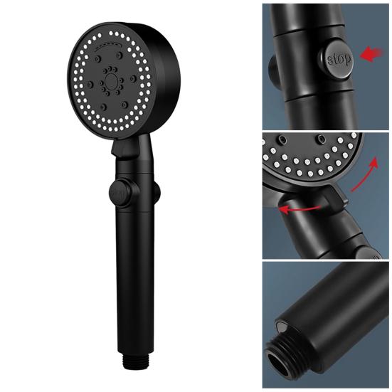 1 Set Shower Head 8 Spray Mode High-Pressure Handheld Shower Head with Silicone Nozzles for Home Bathroom
