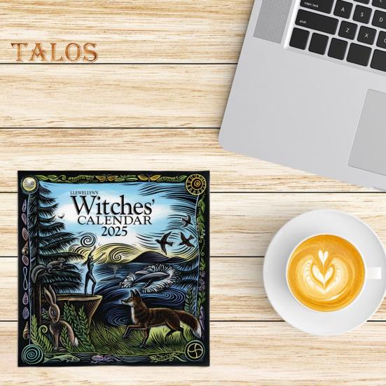Календарь ведьм 2025 года, настенный календарь в стиле ретро, вдохновленный колдовством, календарь фаз Луны с астрономическим руководством для магических ритуалов