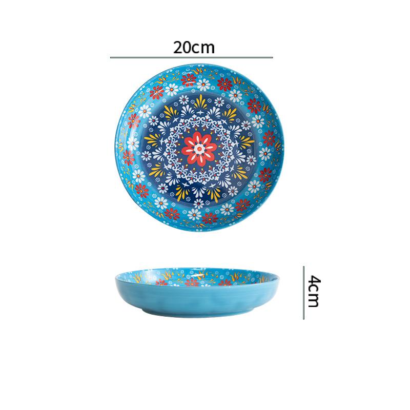Керамические тарелки в стиле ретро-богемия, высококачественная креативная домашняя посуда, обеденная тарелка, изысканная глубокая тарелка для фруктов, поднос, столовая посуда
