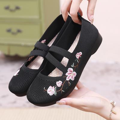 Фиолетовые туфли на плоской подошве, женские мокасины, вязаные туфли Мэри Джейн, сандалии, удобные туфли на плоской подошве для бабушки, женские летние кроссовки, дышащая обувь для танцев