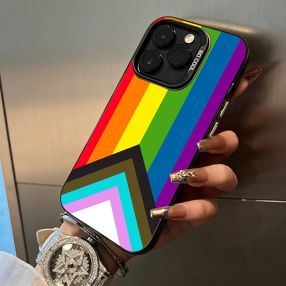 Lesbian LGBT Rainbow Pride For iPhone 17 16 15 14 13 12 11 Pro Max XS 17 Air Silicone Colored Silver Bumper Cover