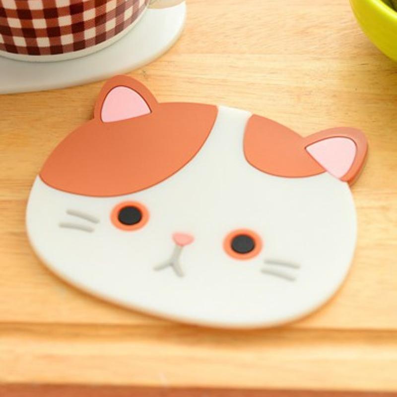 Силиконовая подставка для чашки в форме кошки, подставка для чашек, изоляционная подставка для чашки, коврик для чашки, держатель для горячих напитков, подставка для кружки, домашний декор для рабочего стола, кухонные аксессуары