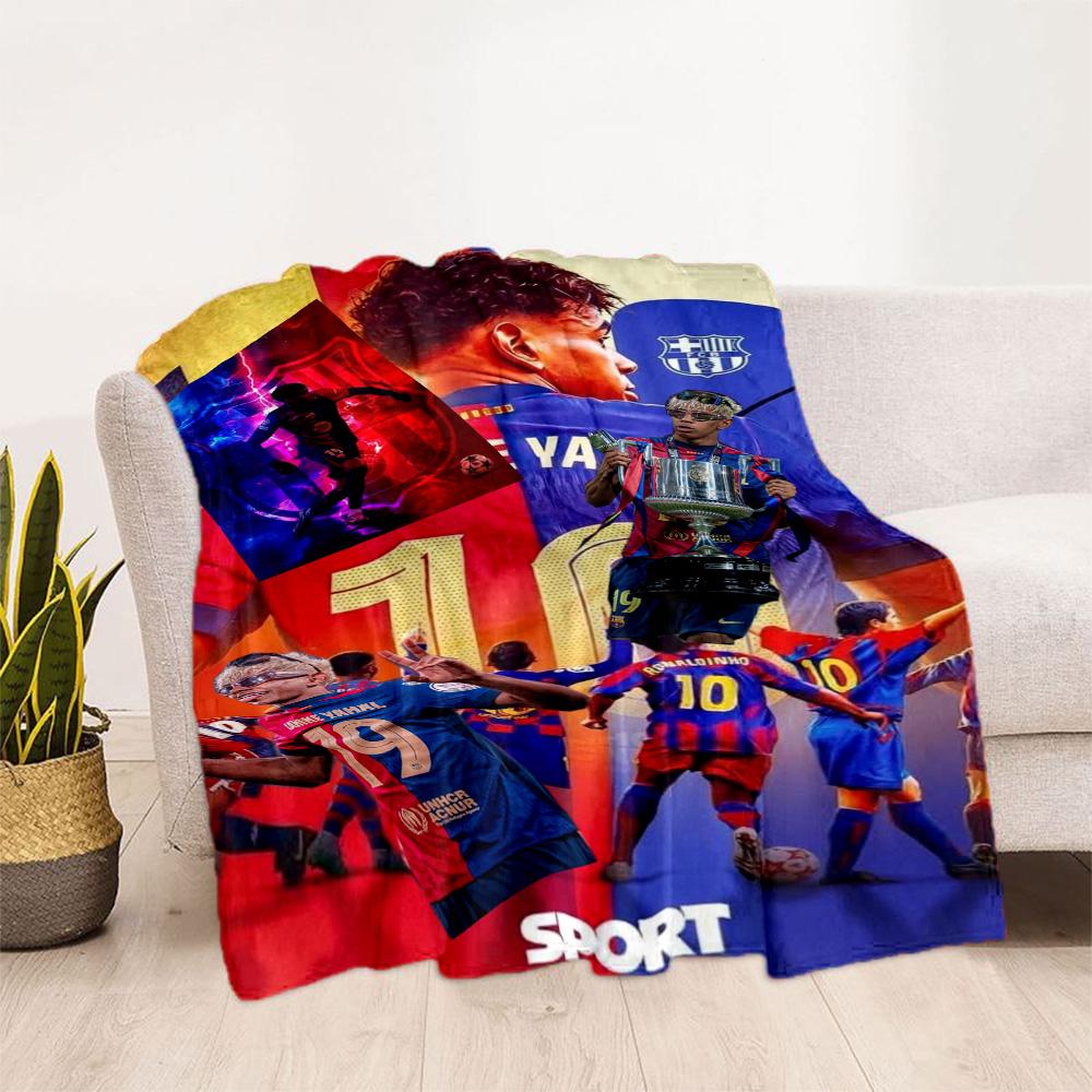 Lamine Yamal's Barcelona Celebration Moment Blanket Durable Comfort Perfect for Office Seaside Bedding Four Seasons Multipurpose Playful Design