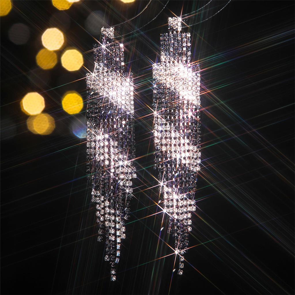 Модные блестящие длинные серьги-кисточки со стразами, роскошные серьги в стиле темперамент с женскими серьгами