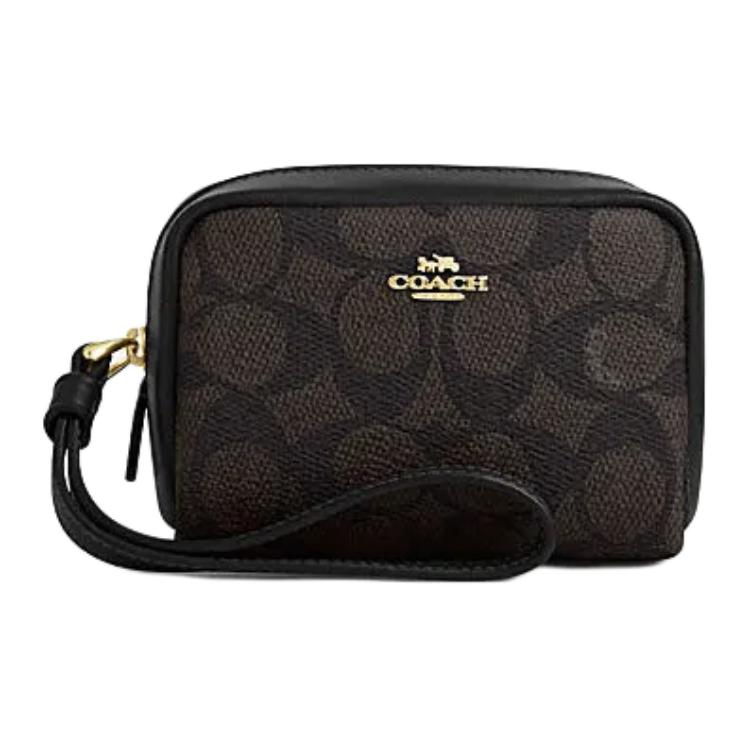Coach 11 Бренд Логотип Металлическая Молния Клатч-браслет Мини Женский клатч Грецкий орех Черный CW907-IMXAQ