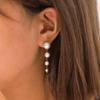 Серьги-пусеты из нержавеющей стали с жемчужной кисточкой, 18 карат золота - Элегантный Люксовый Аксессуар для Женщин