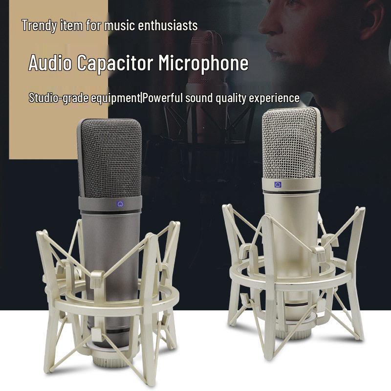U87 Large Diaphragm 48V Condenser Microphone for Recording, Conferences, Singing, and Live Broadcasts - All-Metal Design