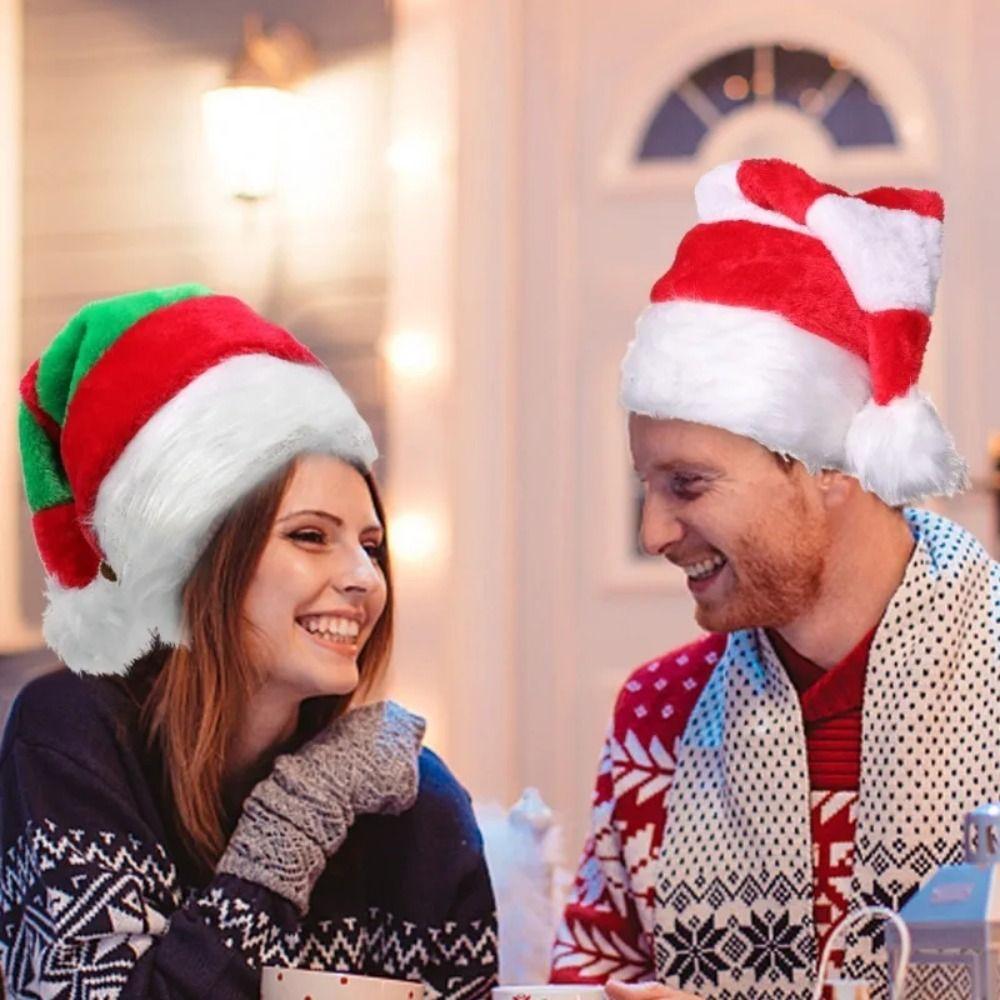 Утолщенная полосатая шапка Санты, мягкая теплая зимняя шапка, рождественское украшение, шапка Санты, женская