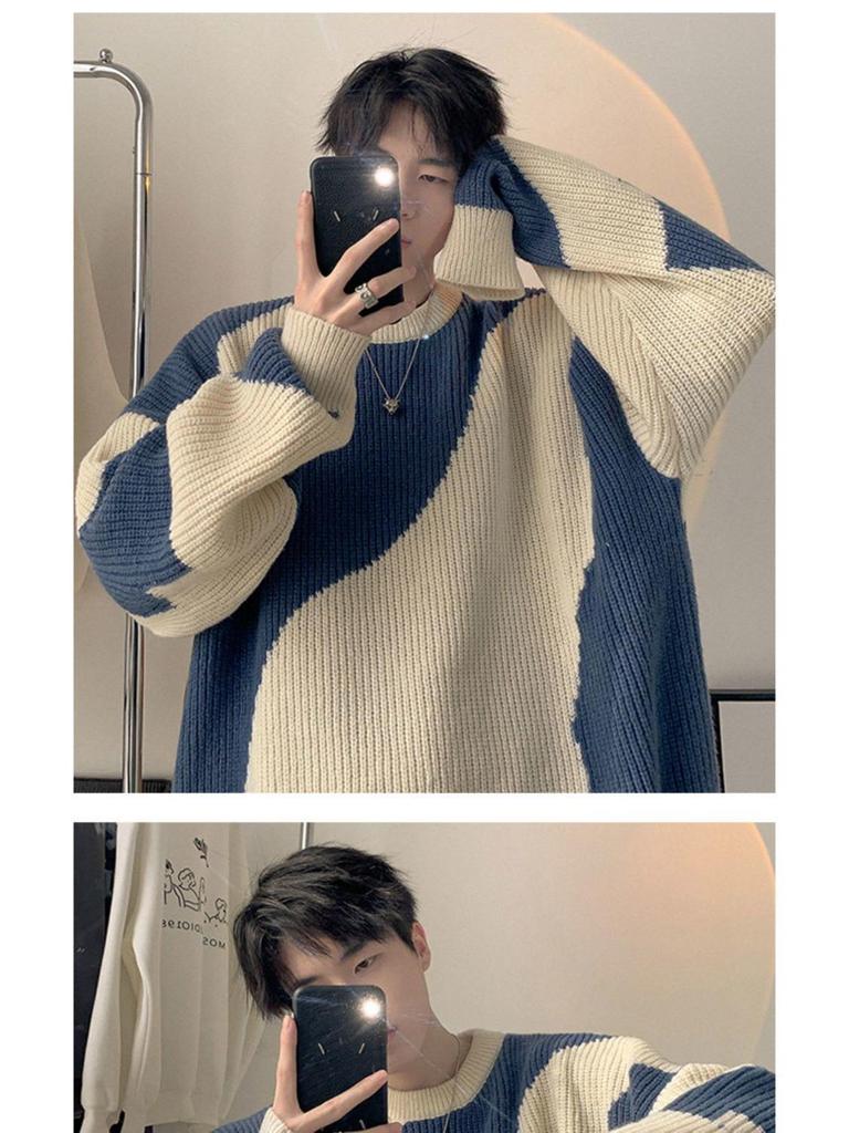 Мужской японский ретро свитер 2023 года - Свободный, ленивый стиль для зимы