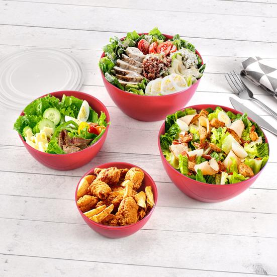 4Pcs Mixing Bowls with Lids BPA-Free Salad Containers Stackable Airtight Food Storage Bowls Meal Prep Bowl Kit for Home Outdoor Dining