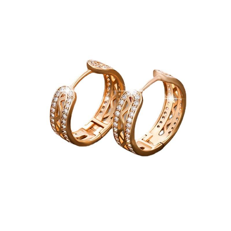 Новые золотые серьги-кольца, серьги-кольца с изящным паве CZ и бриллиантами, минималистичный изысканный ювелирный подарок для женщин