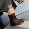 Осенне-зимние женские кожаные ботинки кожаные большого размера женские ботинки универсальные из коровьей кожи низкие ботинки новые с круглым носком квадратный каблук модные ботинки женские