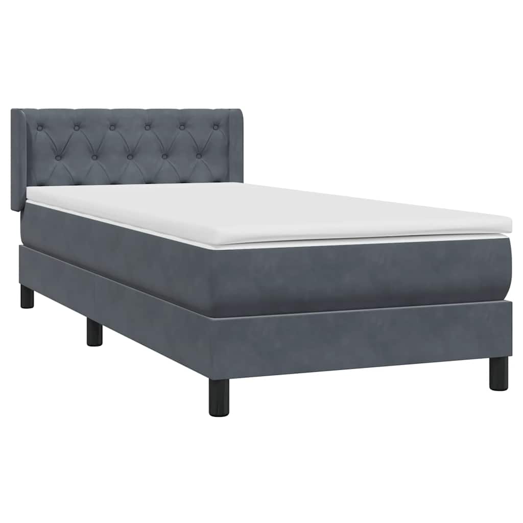 Box Spring Bed with Mattress Dark Gray 80x210 cm Velvet