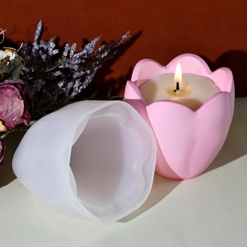 Многоцелевая силиконовая форма в форме цветка Художественная силиконовая форма для свечей в форме лепестков цветка и держателей из гипса