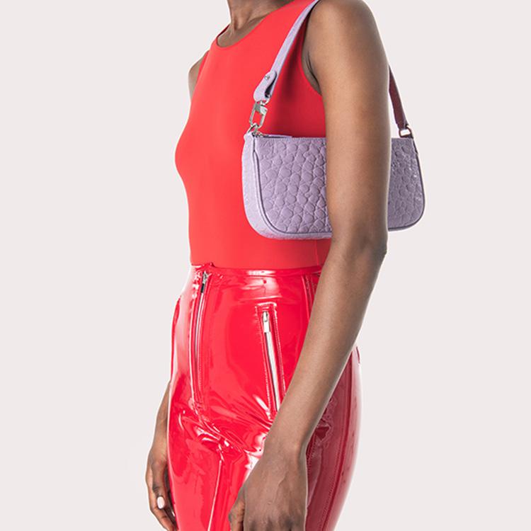 By Far Rachel 27 Solid Color Zipper Closure Crocodile Embossed Leather Tote Shoulder Bag Women bags Misty-Purple 23CRRCLSPRHCCEMED