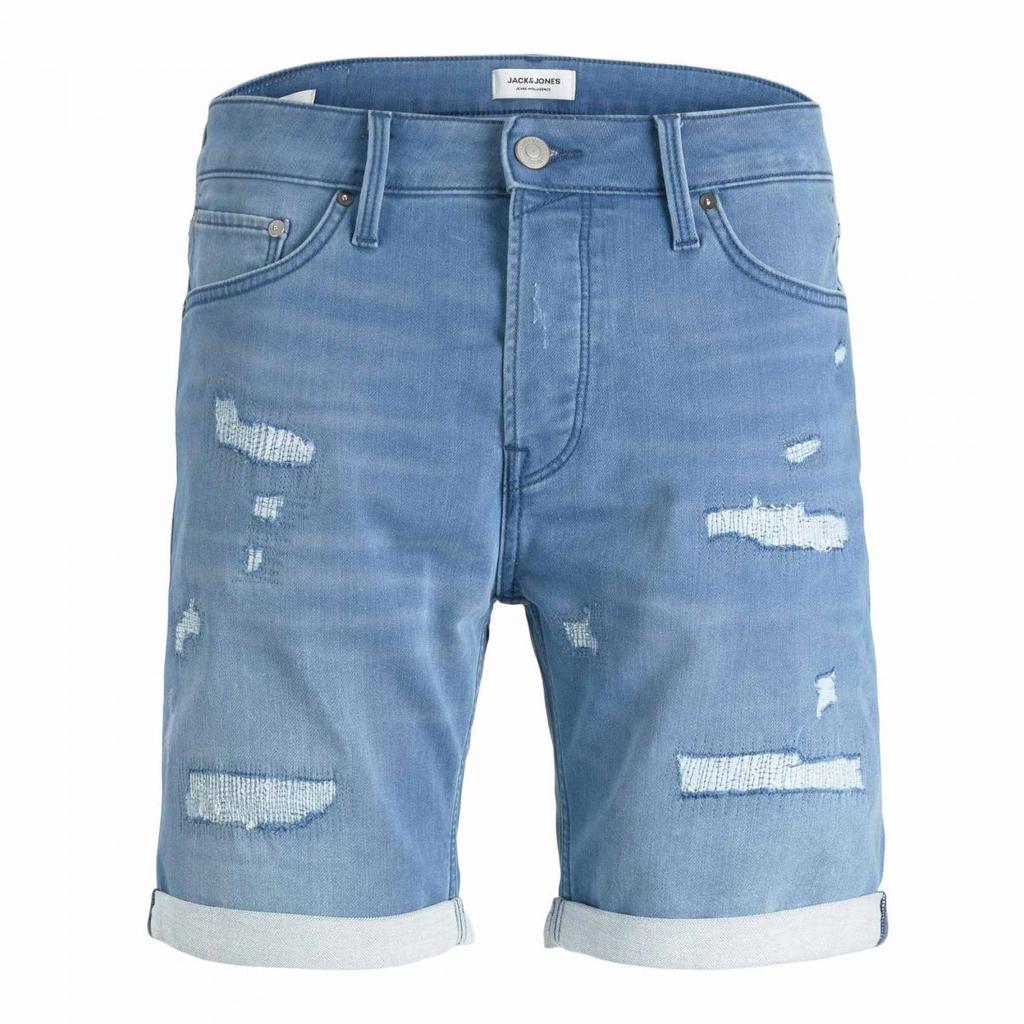 Шорты из рваного денима с отворотами из смесового эластичного хлопка Мужской JACK & JONES