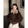 Eco-Friendly Warm Thickened Cotton Coat Women Winter Korean Style Luxury Big Fur Collar Lamb Wool Jacket Petite