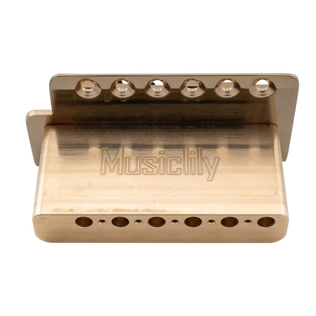Musiclily Pro BV012 Vintage 6-Point Tremolo Bridge, Gold, 10.5 mm String Spacing, 36 mm Brass Block