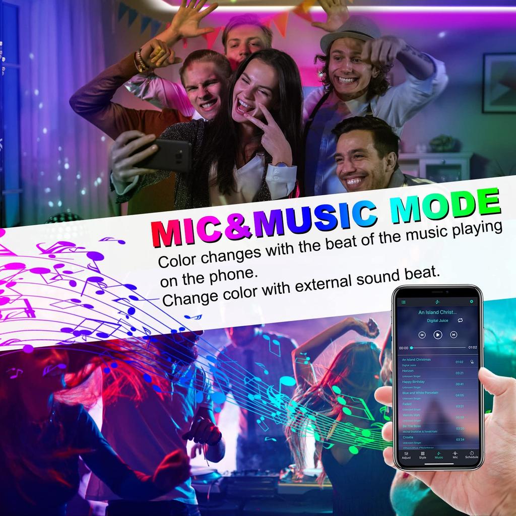 Музыка Синхронизация RGB Светодиодные неоновые ленты Bluetooth APP Дистанционный гибкий веревочный свет