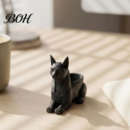 Detailed Cat Figurine Gift Egyptian Statue, 3D Printed Bastet with Storage, God Statue Mythical Creature Desk Organizer for Home Office, Collectible