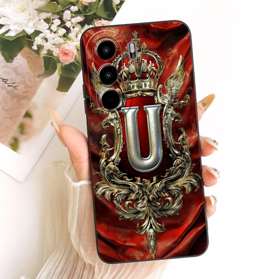 For Itel Power 70 / Itel P70 Feather Crown Initial Letter Phone Case For Itel P70 Power70 P673L Soft Silicone Covers Bumpers