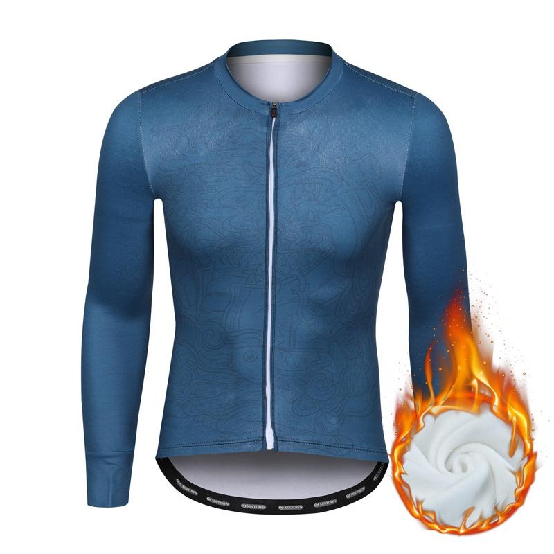 Зимняя флисовая велосипедная майка с узором и принтом, мужская одежда для велоспорта, теплая велосипедная рубашка с длинными рукавами