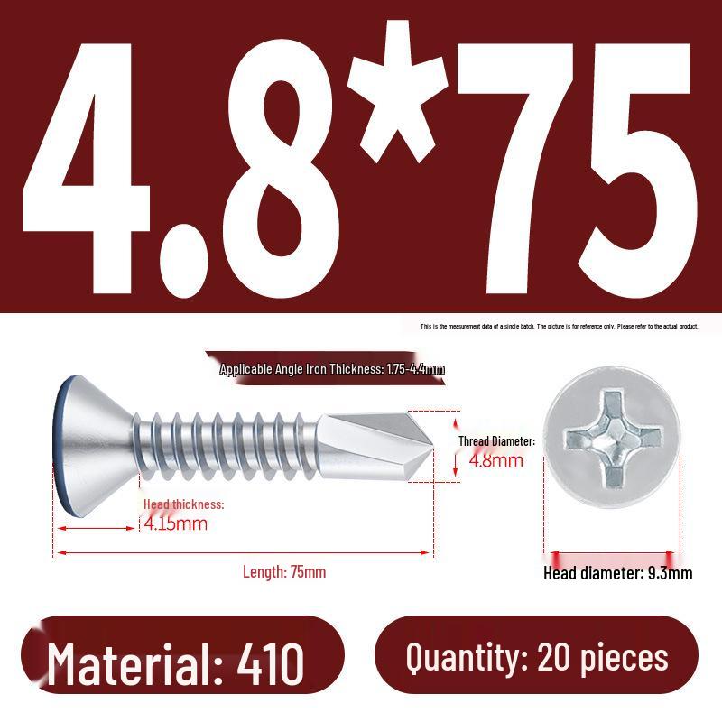 Винты с плоской головкой, из нержавеющей стали, с синим цинковым покрытием, самосверлящие и самонарезающие M3.9-M5.5