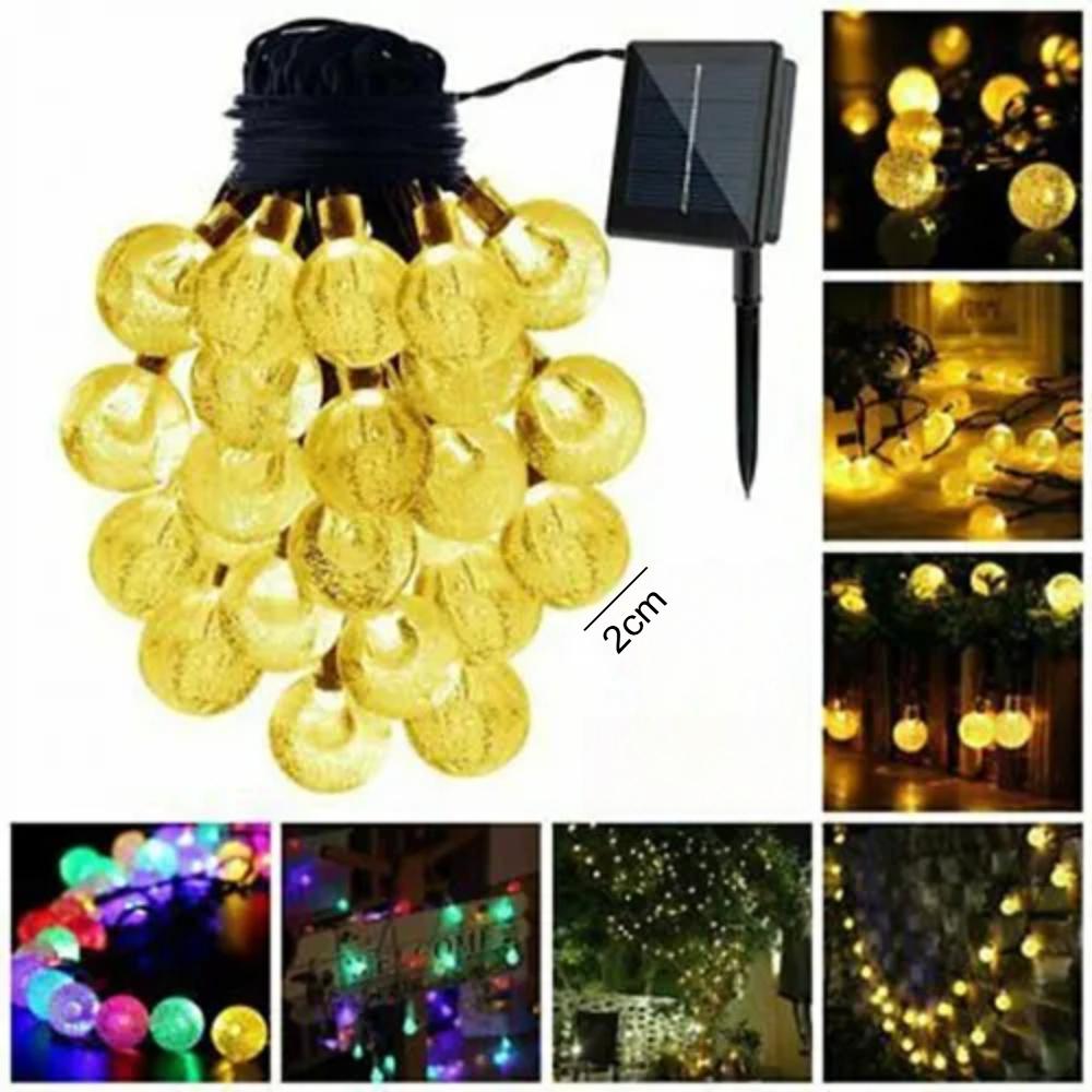 20/50/100 шаров Садовые солнечные огни 8 режимов Водонепроницаемые гирлянды Наружные сказочные огни Глобус Хрустальные шары Декоративное освещение для сада