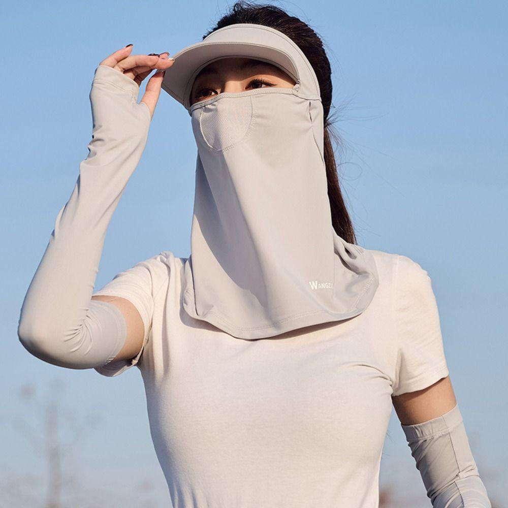 Eye Protection Sunscreen Face Cover Solid Color UV Protection Veil Elastic Ice Silk Mask Outdoor
