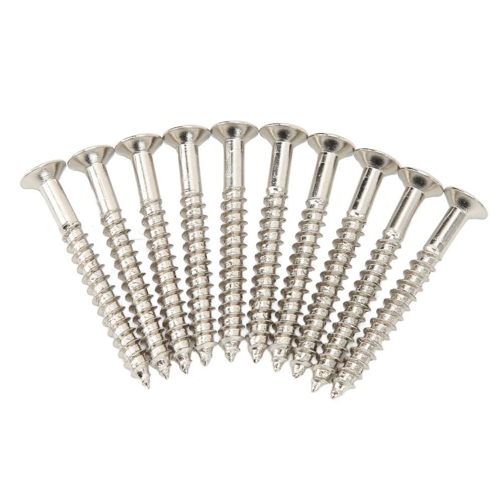 10PCS Metal Guitar Neck Mounting Screws Silver Neckplate Mounting Screws For Guitar