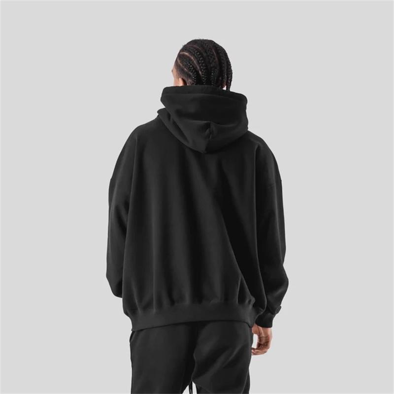 Workout‑vibe Men Hoodie Front Simple Blank Chest Motif, Sleek Modern Fitness Text Graphic Pullover for Soft Relaxed Daily Casual Wear