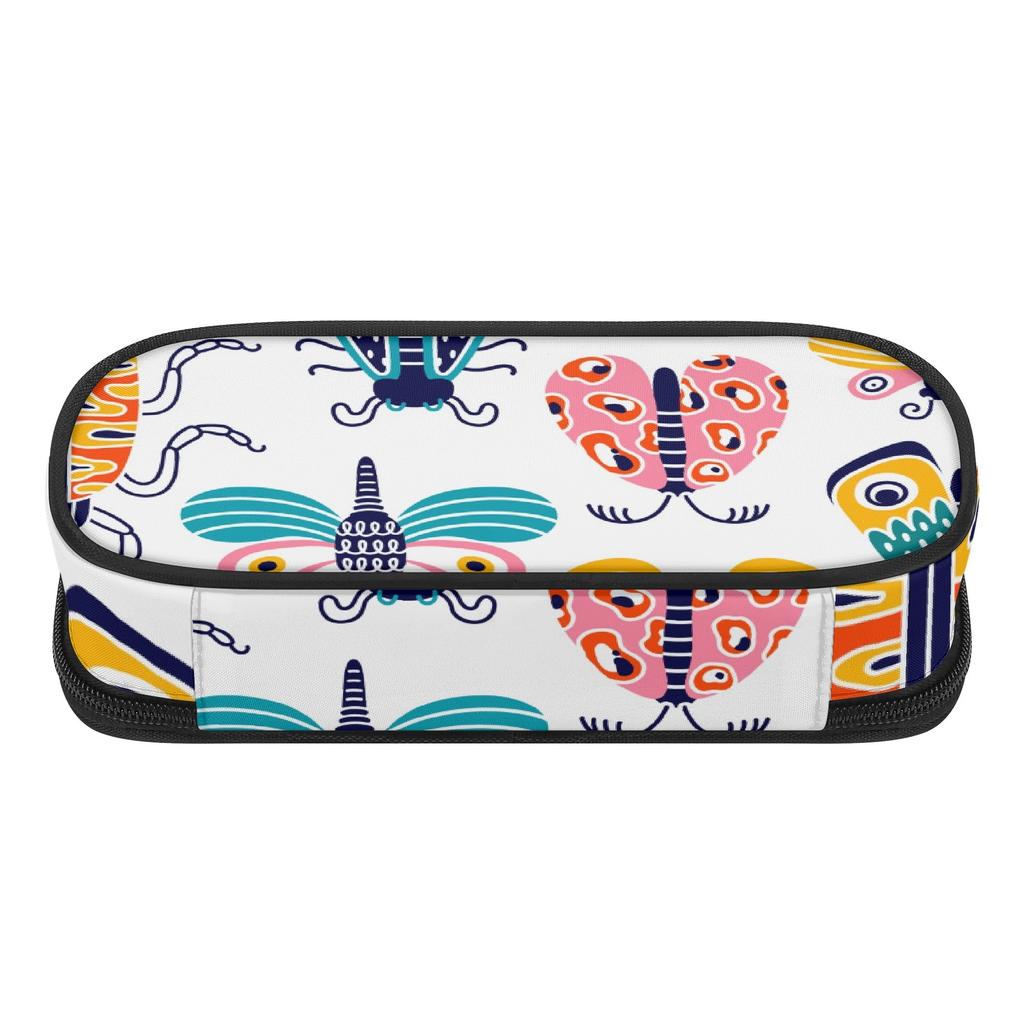 Pen Case Smooth Zipper Large Capacity 300D Polyester with Mesh Pocket Removable Divider and Pen Slots for School and Study