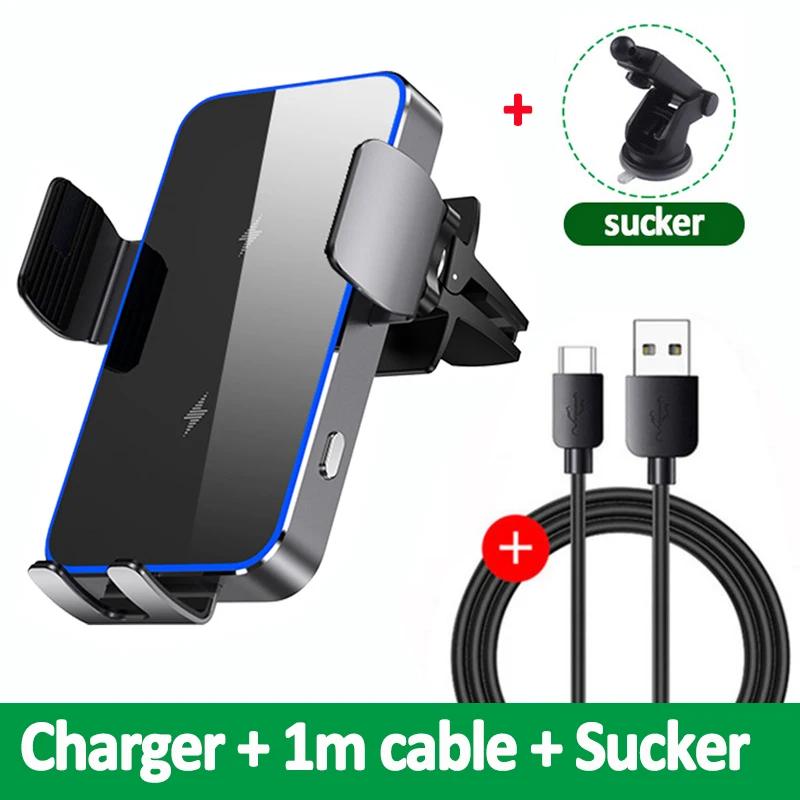 Dual Coil Car Wireless Charger for Samsung Galaxy Z Flip 5 4 3 S22 iPhone Auto Clamp Fast Car Charging Phone Mount Holder
