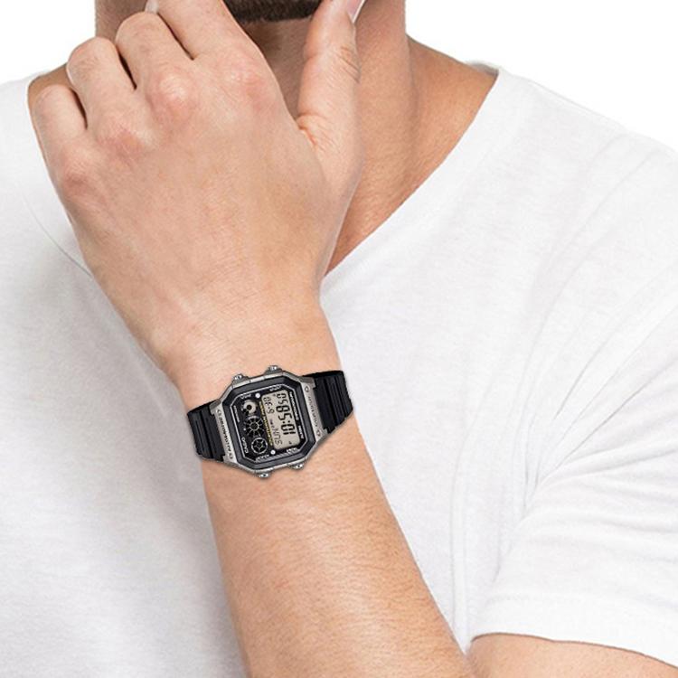 Casio Стандартная серия Классические Ретро Квадратные Десятилетняя Батарея Водонепроницаемые Кварцевый Механизм Ремешок из Смолы Часы Мужские Черные AE-1300WH-8A