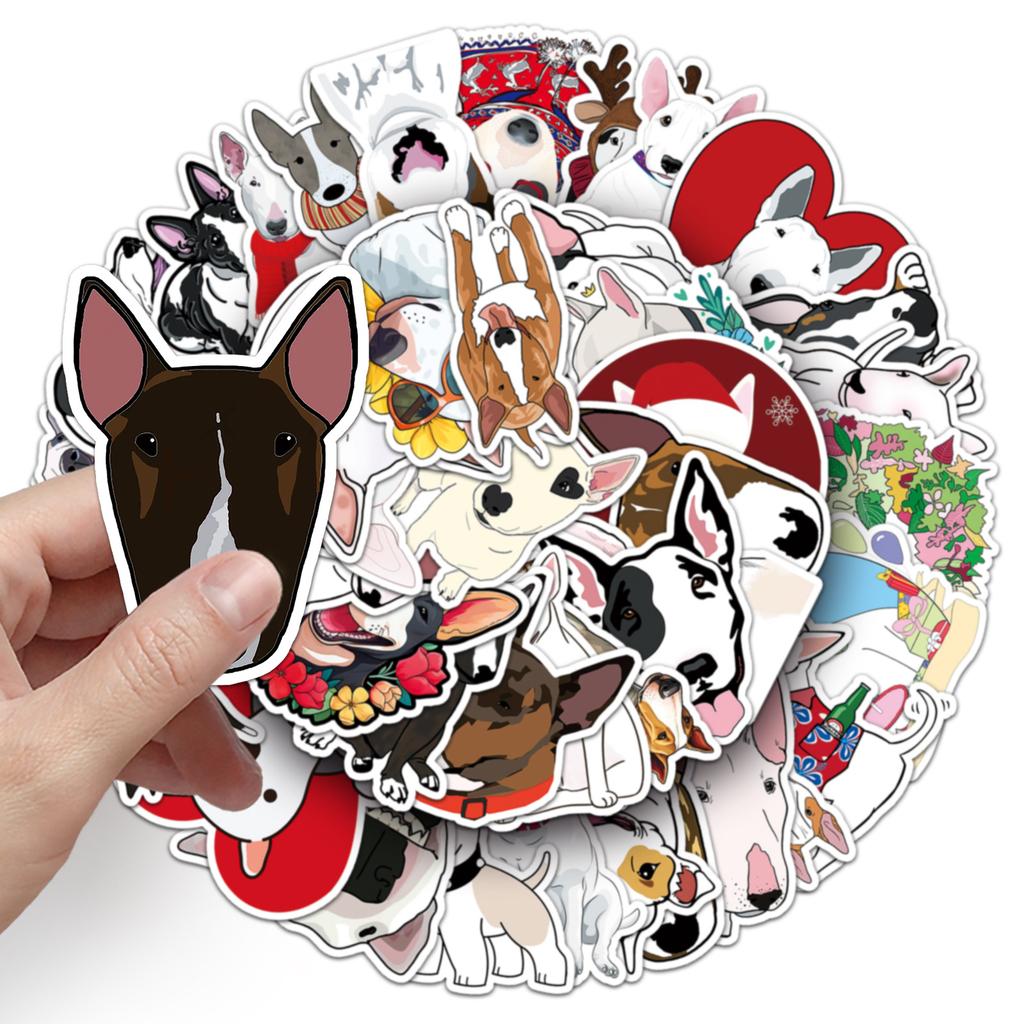 50 Cow Terrier Doodle Stickers Personalized Cartoon Cute Dog Decoration Mobile Phone Suitcase Water Cup Stickers