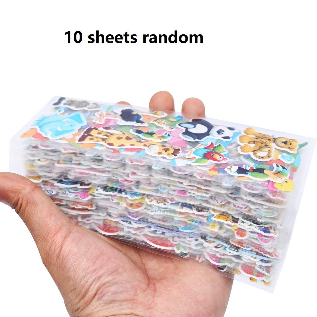 10Sheets Animal 3D Puffy Stickers for Toddlers Kids, Bulk Preschool Sticker Sheets for Reward, Craft, Scrapbooking