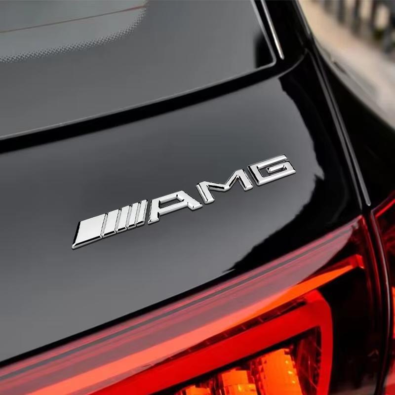 3D Metal AMG Emblem Car Rear Trunk Badge Decal Sticker Tire Valve For Mercedes Benz AMG E S C A B Class W204 W205 W203 W211 W212 CA1