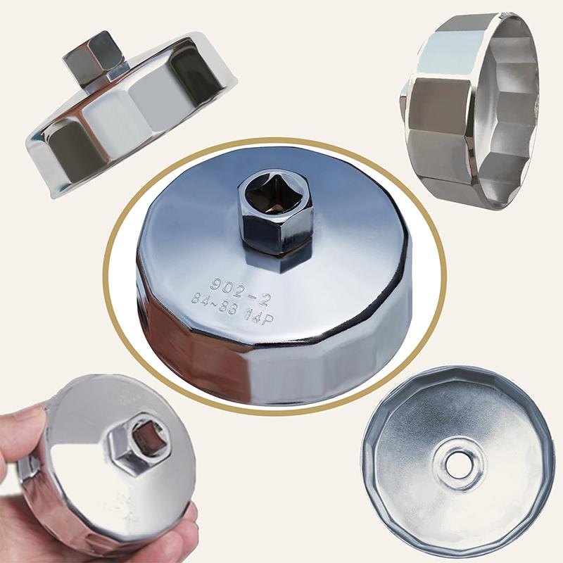 84mm Oil Filter Wrench Cap Housing Tool Remover 1/2" Square Drive Steel 14 Flutes Universal For MERCEDES-BENZ
