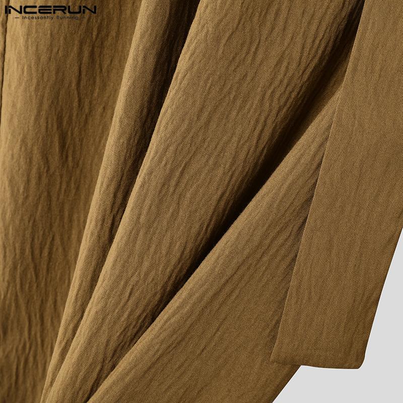 INCERUN Мужские повседневные свободные брюки с широкими штанинами и застежкой-молнией на талии