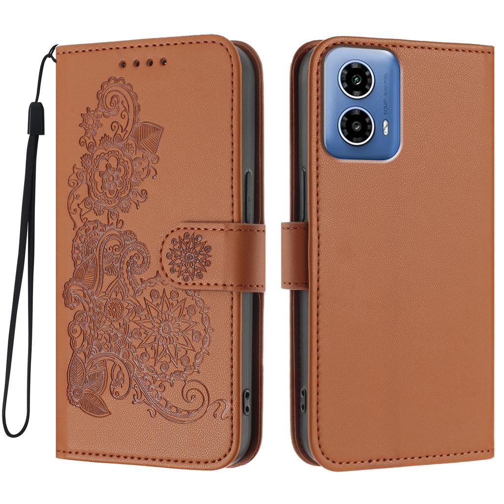 For Motorola Moto G45 5G/Motorola Moto G34 5G Phone Cases Mandala Flower Leather Wallet Mobile Cover with Strap