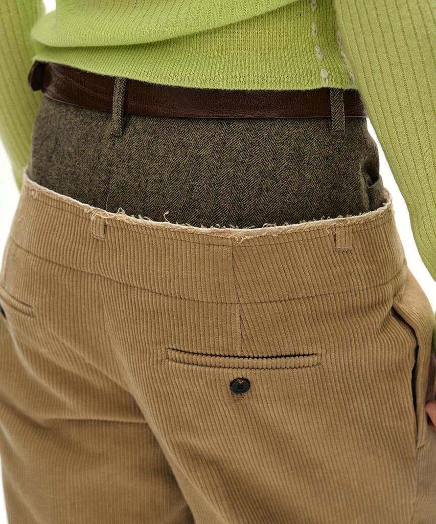ADSB ANDERSSON BELL Herringbone-Waist Corduroy Trousers (Beige)