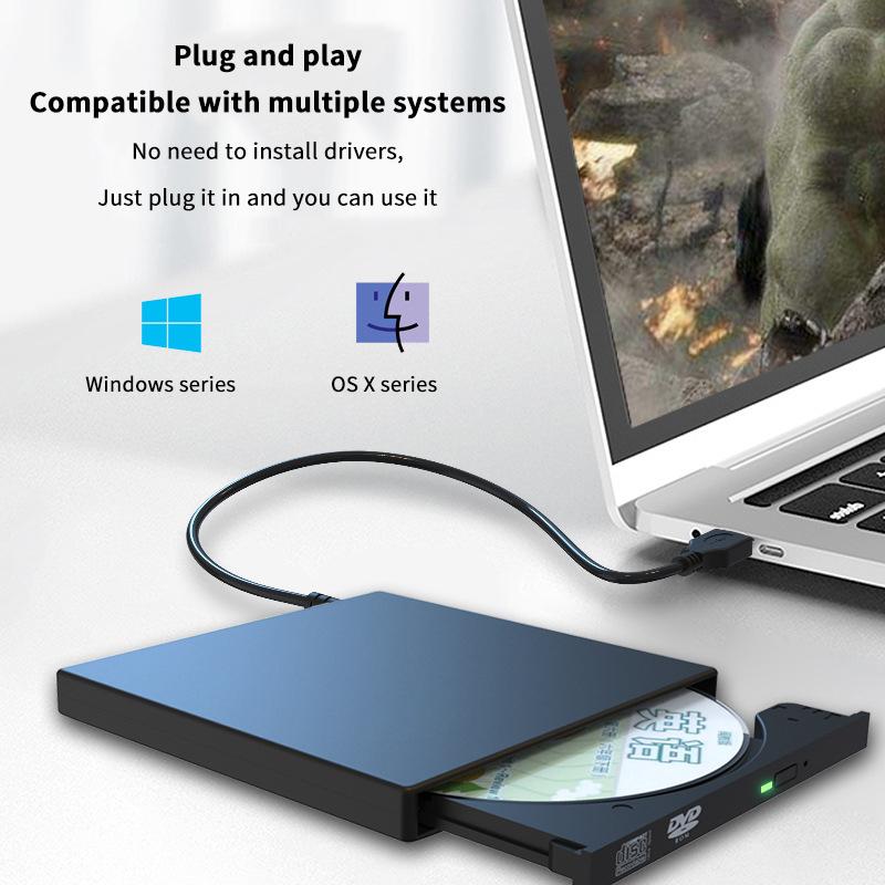 Внешний DVD-плеер CD-привод USB 2.0 MP3 Музыка Фильмы Портативный считыватель для Windows 7/ 8/ 10 Ноутбука Настольного ПК Компьютера