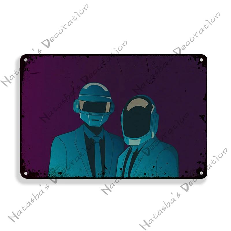 Винтажный постер Daft Punk Рок-музыка Металлическая табличка Ретро постер Металлическая пластина Паб Бар Клуб Спальня Декоративная тарелка Музыкальный настенный декор