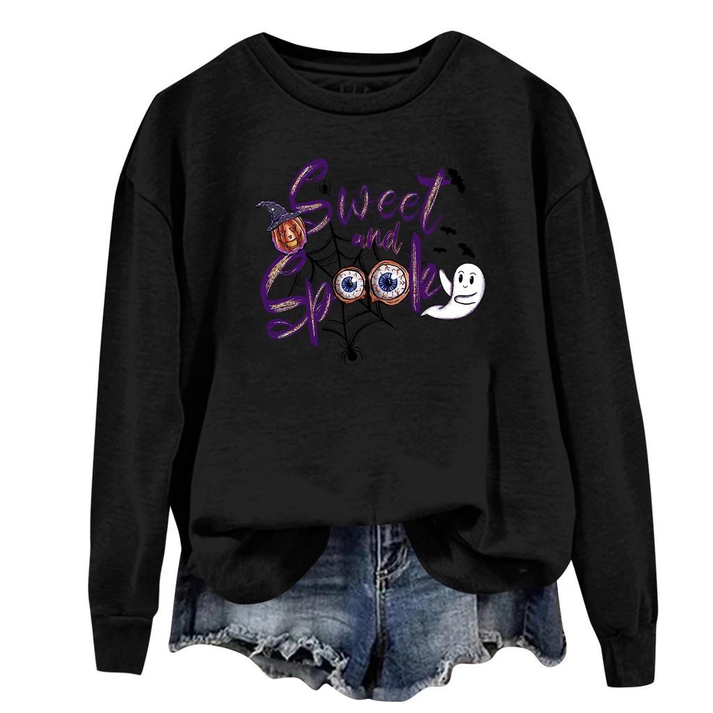 Женская повседневная модная блузка с длинным рукавом и круглым вырезом с принтом